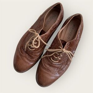 Fiorangelo women's brown leather brogue Oxford shoes Made in Italy
